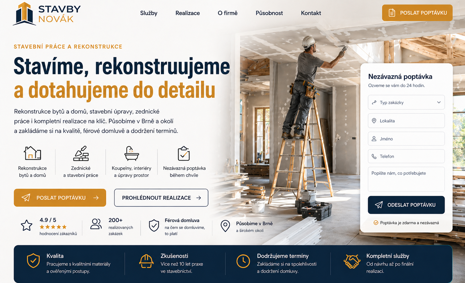 Ukázkový koncept webu pro stavební firmu